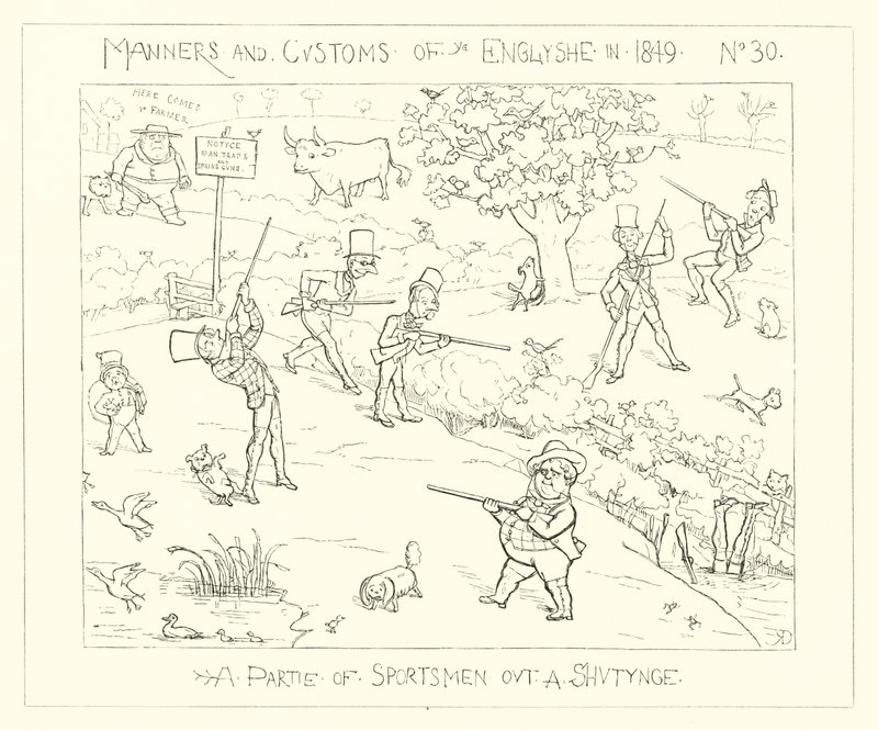 1849, Urheilijoiden seurue ammuskelussa tekijältä Richard Doyle