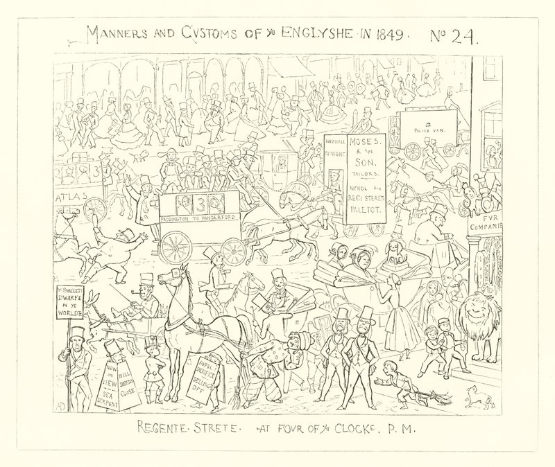 1849, Regent Street kello neljä iltapäivällä tekijältä Richard Doyle