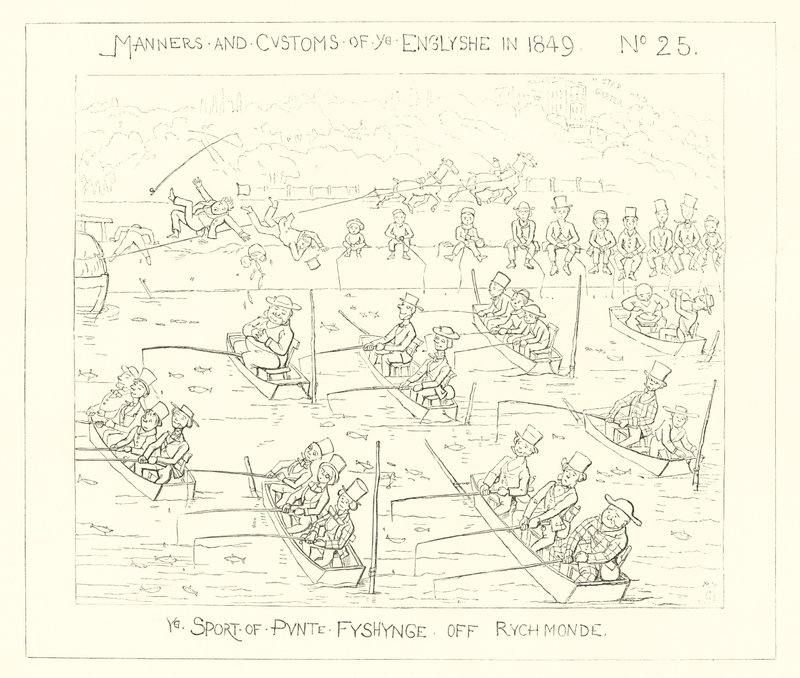 1849, punttikalastuslaji Richmondin edustalla tekijältä Richard Doyle