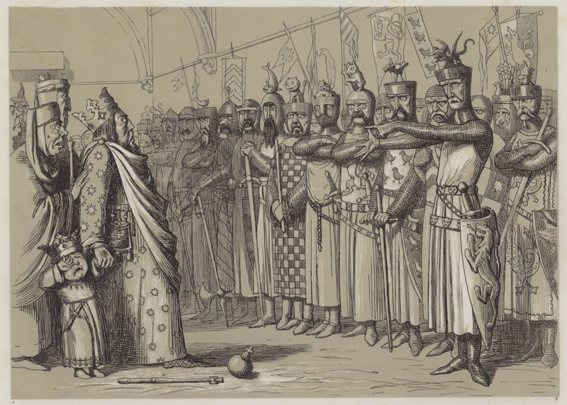 Henrik III tapaamassa parlamenttiaan (akvatinta) tekijältä Richard Doyle