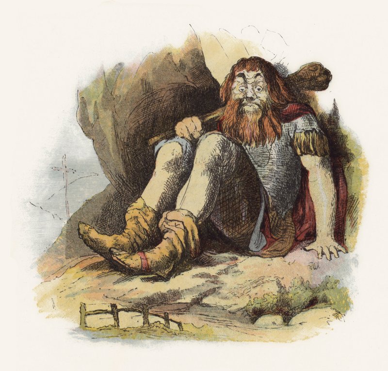 Kuvitus Jack The Giant Killerille (väri litho) tekijältä Richard Doyle