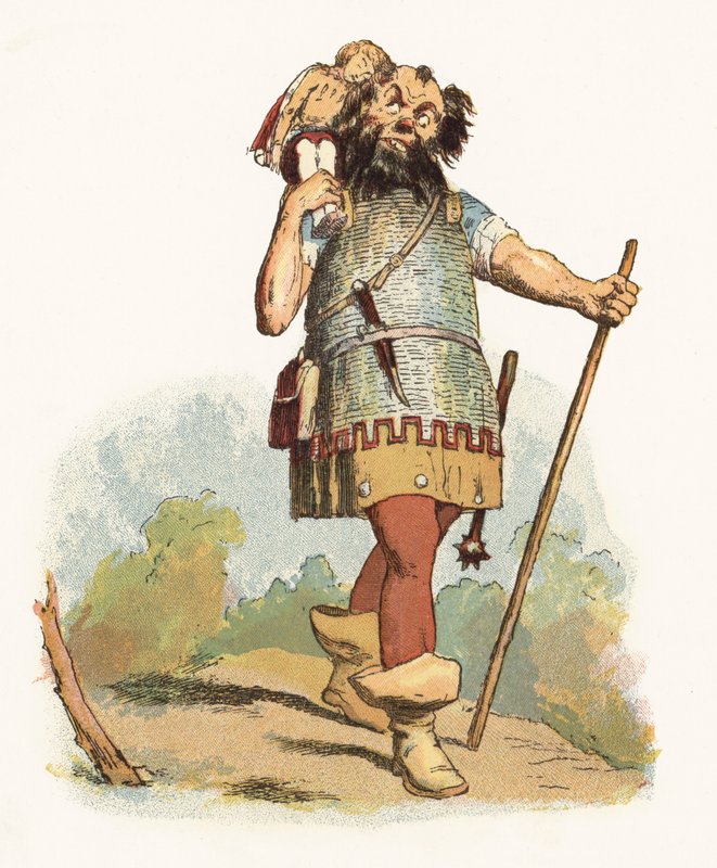 Kuvitus Jack The Giant Killerille (värilitho) tekijältä Richard Doyle