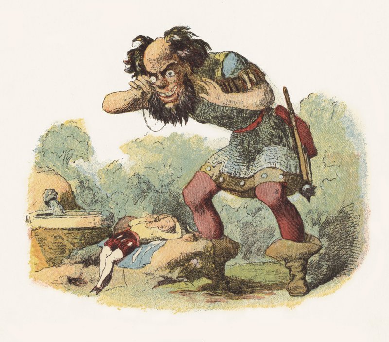 Kuvitus Jack The Giant Killerille (väri litho) tekijältä Richard Doyle