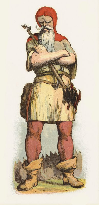Kuvitus Jack The Giant Killerille (värilitho) tekijältä Richard Doyle