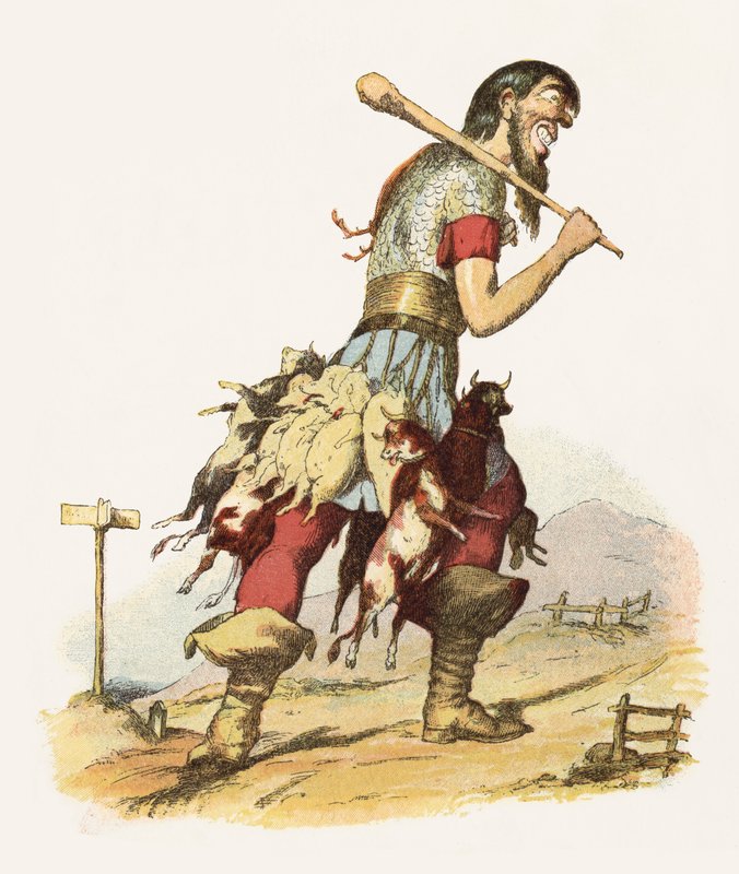 Kuvitus Jack The Giant Killerille (väri litho) tekijältä Richard Doyle