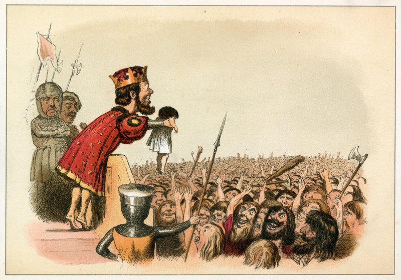 Kuningas Edward I esittelee poikansa Walesin prinssiksi tekijältä Richard Doyle