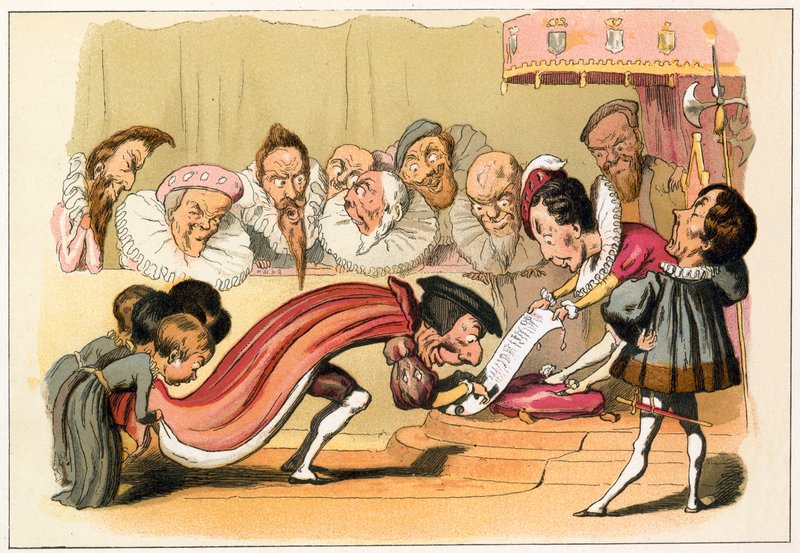 Kuningas Edward VI myöntää peruskirjan tekijältä Richard Doyle