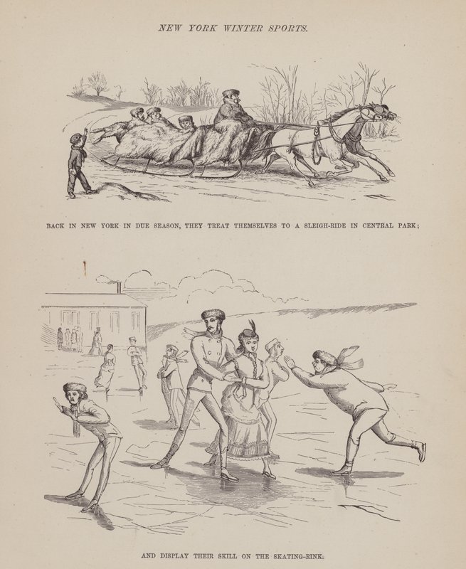 Sivu teoksesta The American Tour of Messrs Brown, Jones and Robinson (kaiverrus). tekijältä Richard Doyle