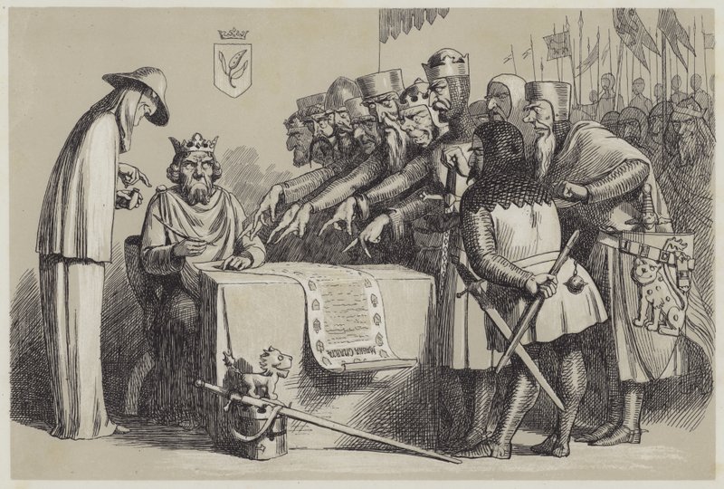 Magna Chartan allekirjoitus (akvatinta) tekijältä Richard Doyle