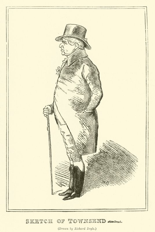 Luonnos Townsendista (kaiverrus) tekijältä Richard Doyle