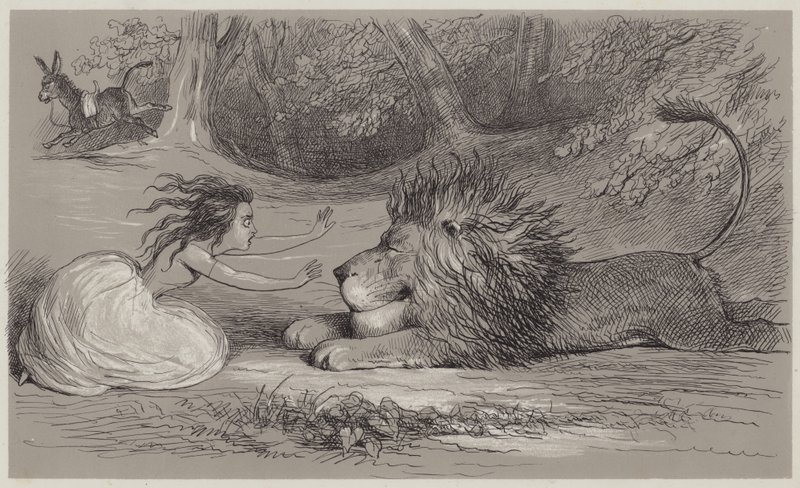 Una ja leijona (akvatintta) tekijältä Richard Doyle