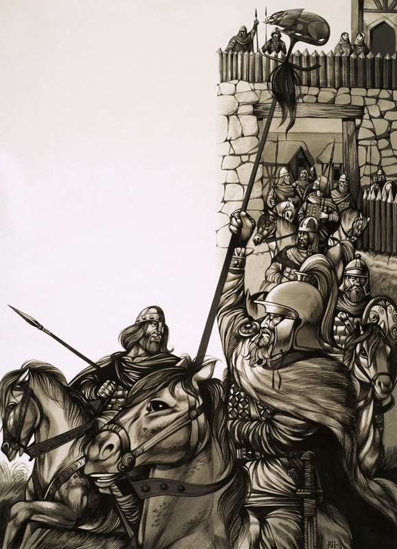 Camelot, kuningas Arthurin ja hänen pyöreän pöydän ritariensa linna. tekijältä Richard Hook