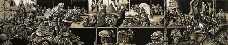 Panoraamanäkymä ritarikilpailusta tekijältä Richard Hook