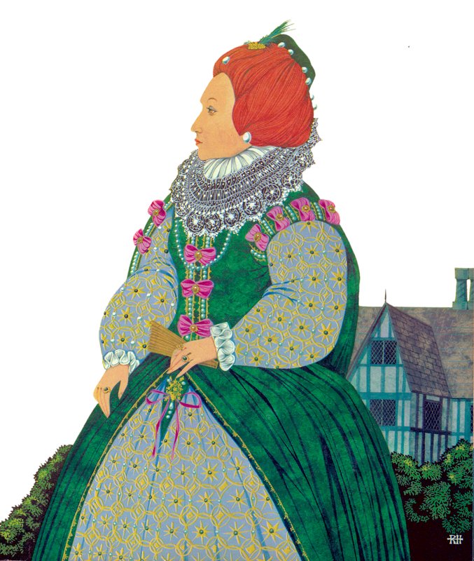 Kuningatar Elisabet I (värilitografia) tekijältä Richard Hook