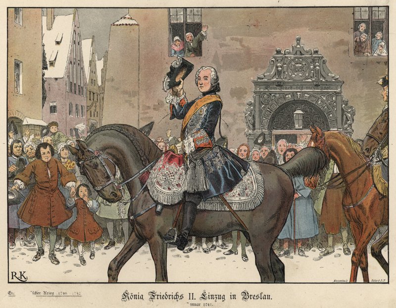 Fredrik Suuri saapuu Breslauhun, 1741 tekijältä Richard Knoetel