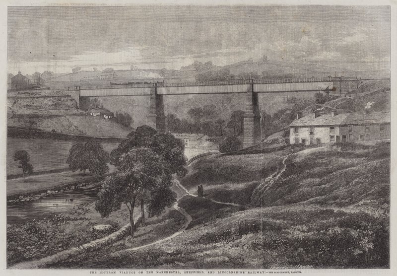 Mottram Viaduct Manchesterin, Sheffieldin ja Lincolnshiren rautatien varrella tekijältä Richard Principal Leitch