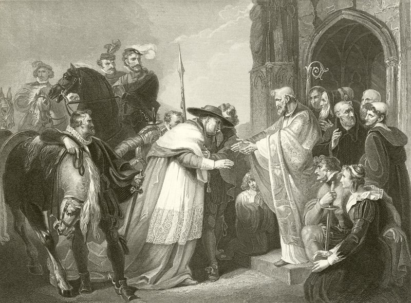 Kardinaali Wolsey Leicester Abbeyssa tekijältä Richard Westall