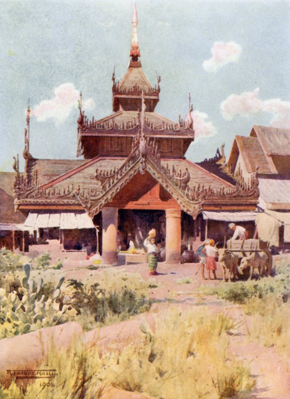 Sisäänkäynti Shwe Dagonin basaariin tekijältä Robert George Talbot Kelly