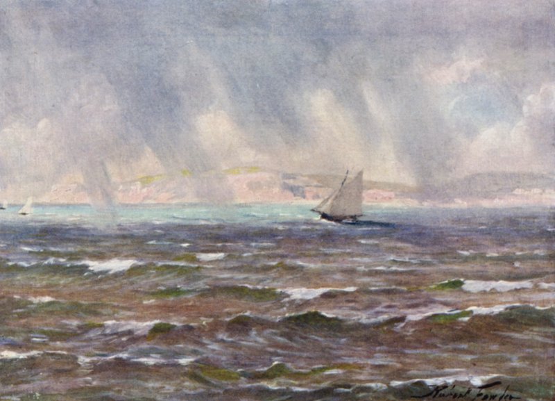 Äkillinen myrsky, Cardigan Bay (väri litho) tekijältä Robert (after) Fowler
