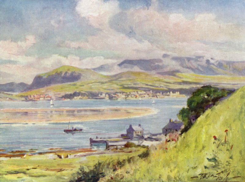 Carnarvon, Angleseystä (väri litho) tekijältä Robert (after) Fowler