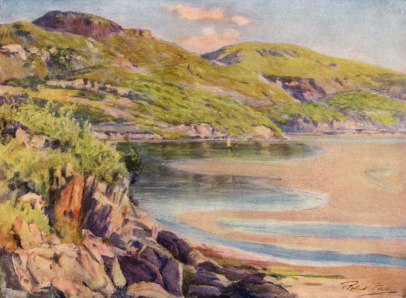 Saapuva vuorovesi, lähellä Barmouthia (väri litho) tekijältä Robert (after) Fowler