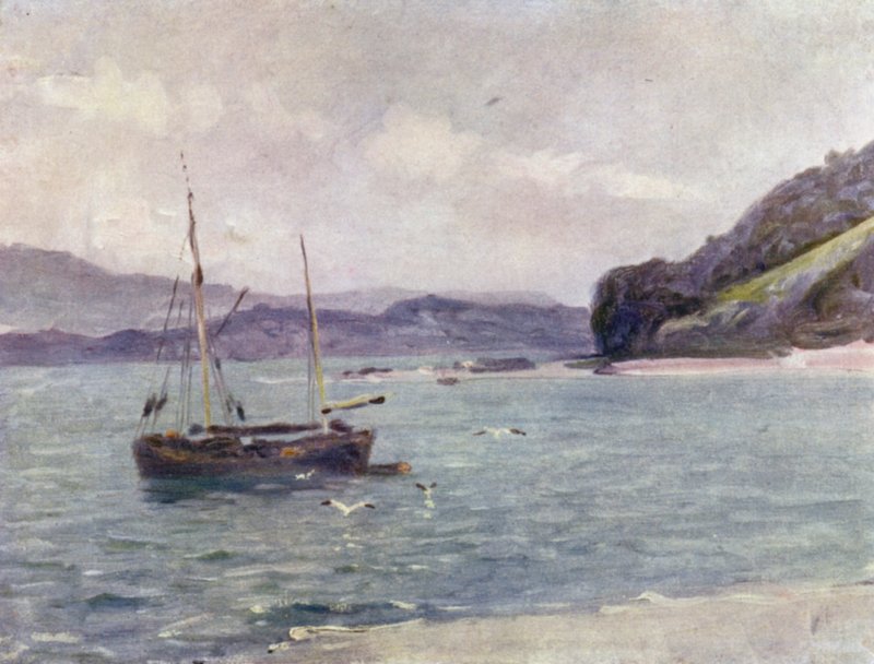 Ang Beach, Beaumaris (color litho)finn tekijältä Robert (after) Fowler