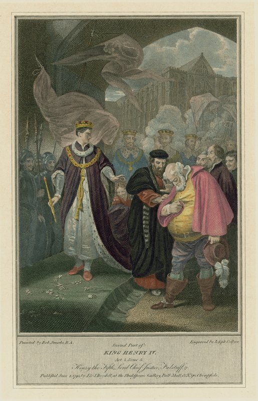 Shakespearen kuningas Henry IV, osa 2, näytös V, kohtaus 5 - Falstaff (värikaiverrus) tekijältä Robert (after) Smirke