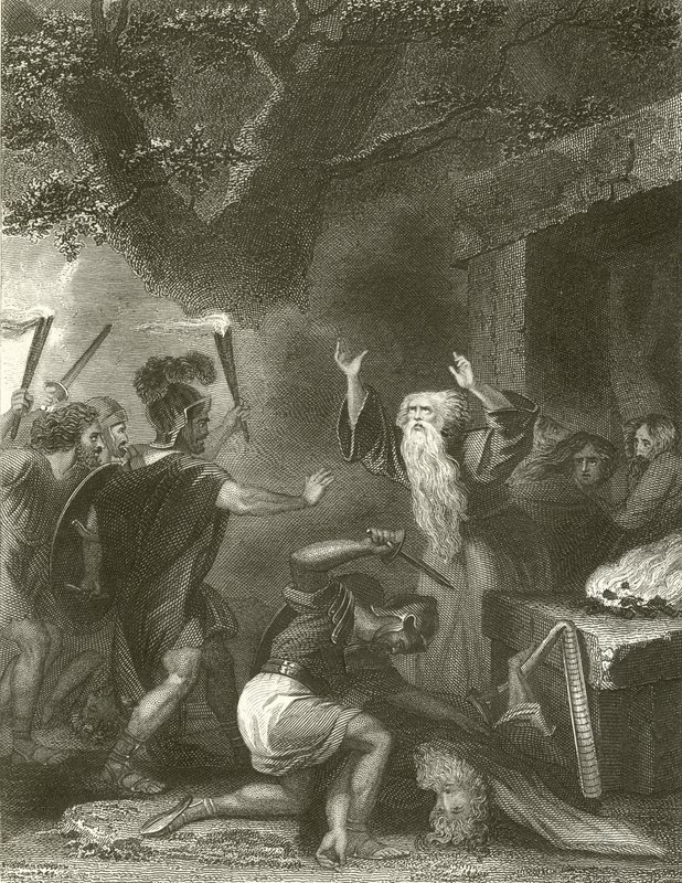 Druidien verilöyly (kaiverrus) tekijältä Robert (after) Smirke
