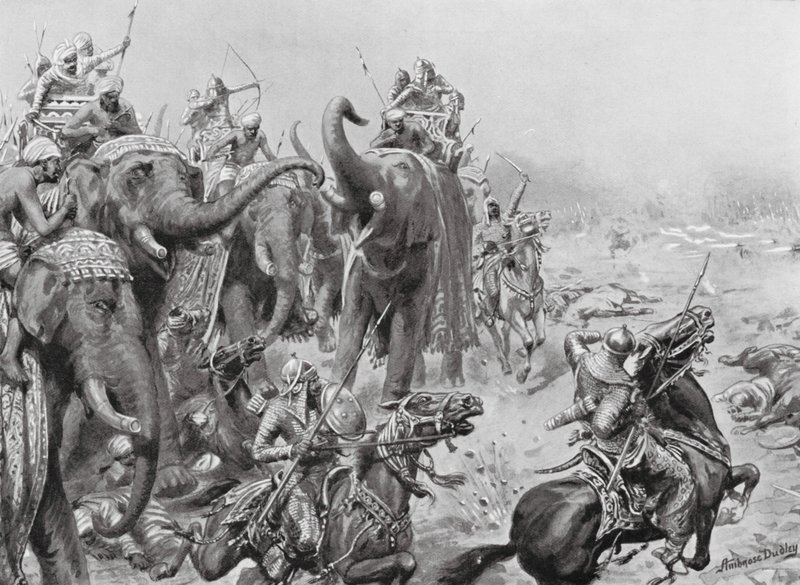 Babar esittelee kenttäaseet Panipatissa tekijältä Robert Ambrose Dudley