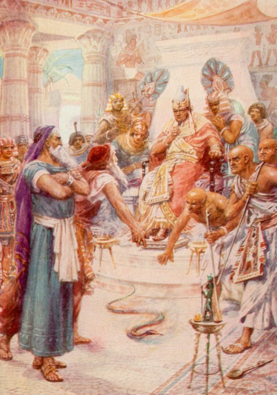Mooses ja Aaron faraon edessä (väri litho) tekijältä Robert Ambrose Dudley