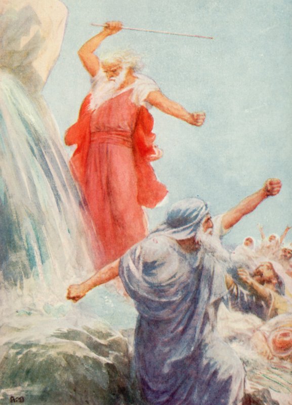 Smiting the Rock (väri litho) tekijältä Robert Ambrose Dudley