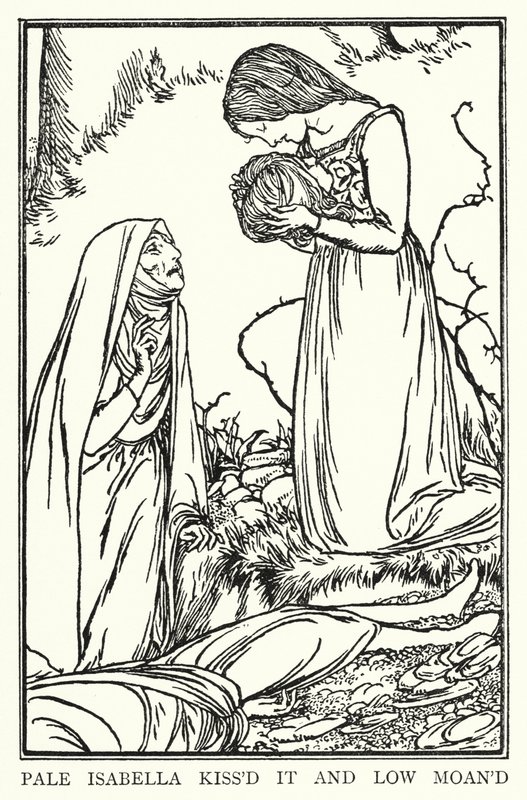 Kuvitus John Keatsin runoille: Isabella tai Basilikan ruukku (litho) tekijältä Robert Anning Bell