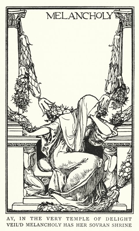 Kuvitus John Keatsin runoille: Melankolia (litho) tekijältä Robert Anning Bell