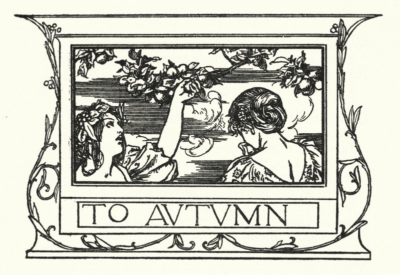 Kuvitus John Keatsin runoille: Syksylle (litho) tekijältä Robert Anning Bell