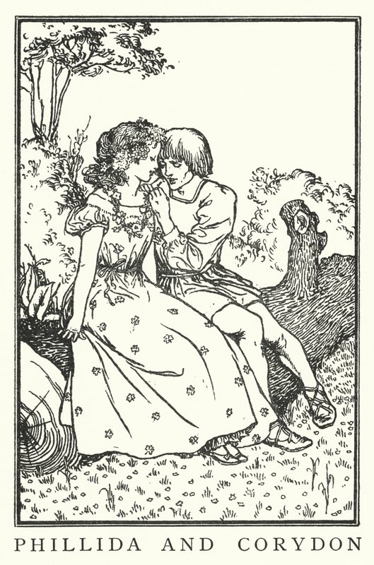 Phillida ja Corydon (litho) tekijältä Robert Anning Bell
