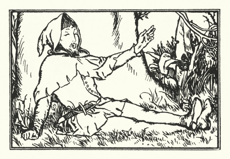 Viherpuun alla (litho) tekijältä Robert Anning Bell