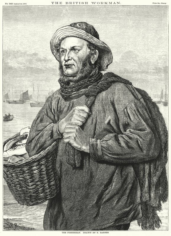 Kalastaja (kaiverrus) tekijältä Robert Barnes
