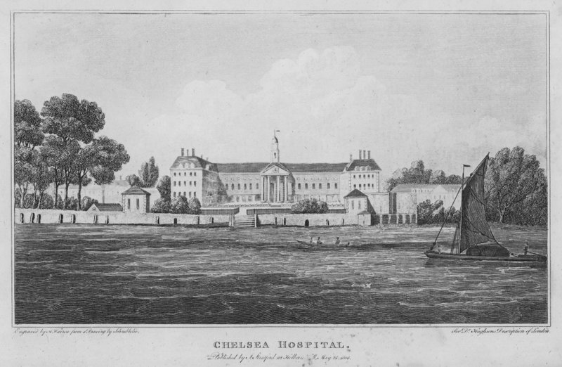 Chelsea Hospital (kaiverrus) tekijältä Robert Blemell (after) Schnebbelie