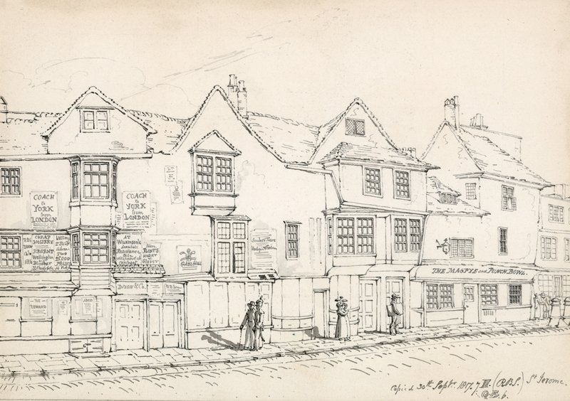 Fenchurch Street, Lontoo, 1817 (muste paperille) tekijältä Robert Blemell Schnebbelie
