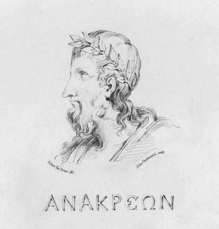 Anacreonin muotokuva (kaiverrus) tekijältä Robert Kerr (after) Porter