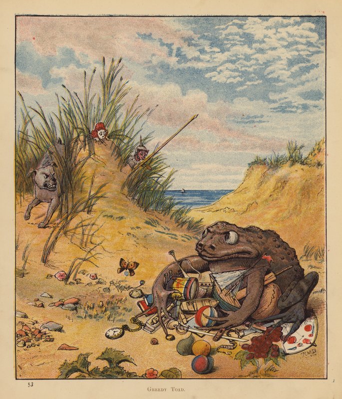 Kitten pyhiinvaeltajat: Ahne rupikonna (väri litho) tekijältä Robert Michael Ballantyne