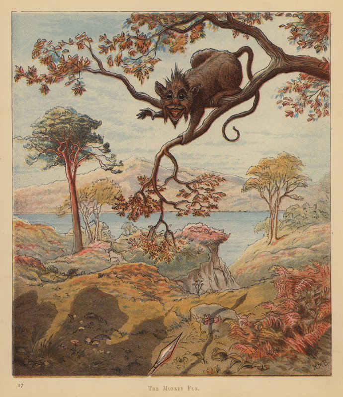 Kissanpentujen pyhiinvaeltajat: The Monkey Fun (väri litho) tekijältä Robert Michael Ballantyne