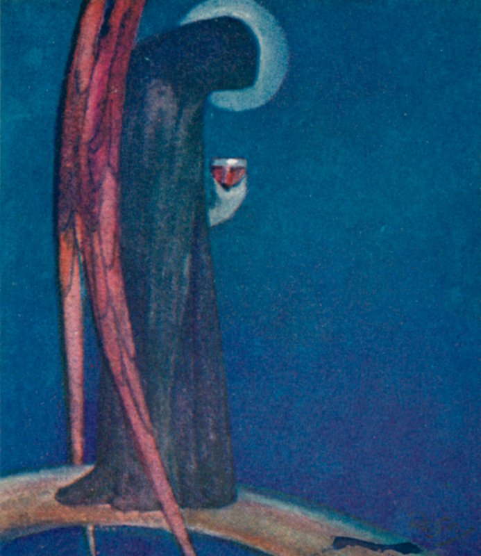 Kuvitus Cardinal Newmanin teokselle The Dream Of Gerontius (värilitho) tekijältä Robert Traill Rose