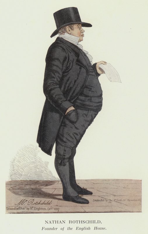 Nathan Rothschild, Englannin talon perustaja (väri litho) tekijältä Robert the younger Dighton