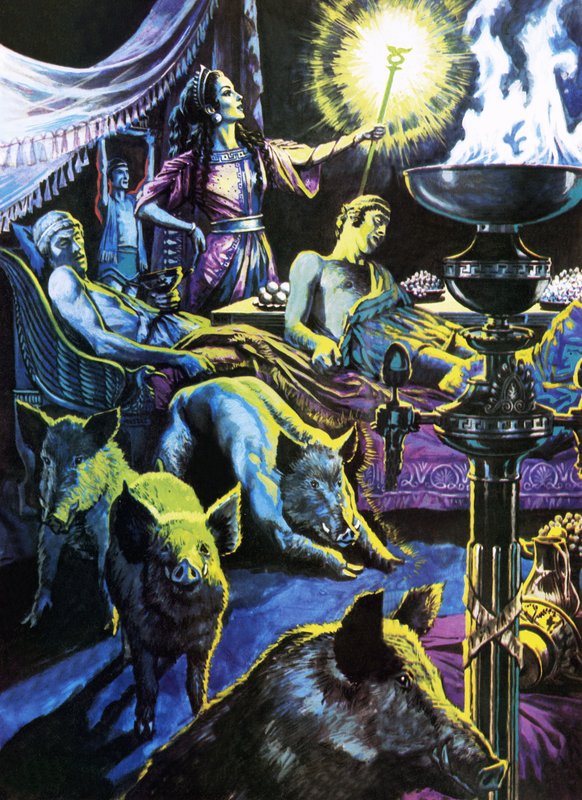 Circe muuttaa merimiehet sioiksi. tekijältä Roger Payne