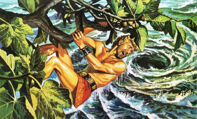 Odysseus roikkuu viikunapuussa paetakseen pyörteestä - tekijältä Roger Payne