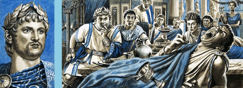 Neron muotokuva ja Nero katsomassa Britannicuksen kuolemaa. tekijältä Roger Payne