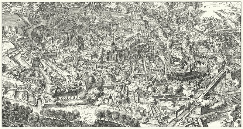 Avustusarmeijan taistelu ottomaanien armeijan piiritetyn kaupungin vapauttamiseksi Wienistä, 1683 tekijältä Romeyn de Hooghe