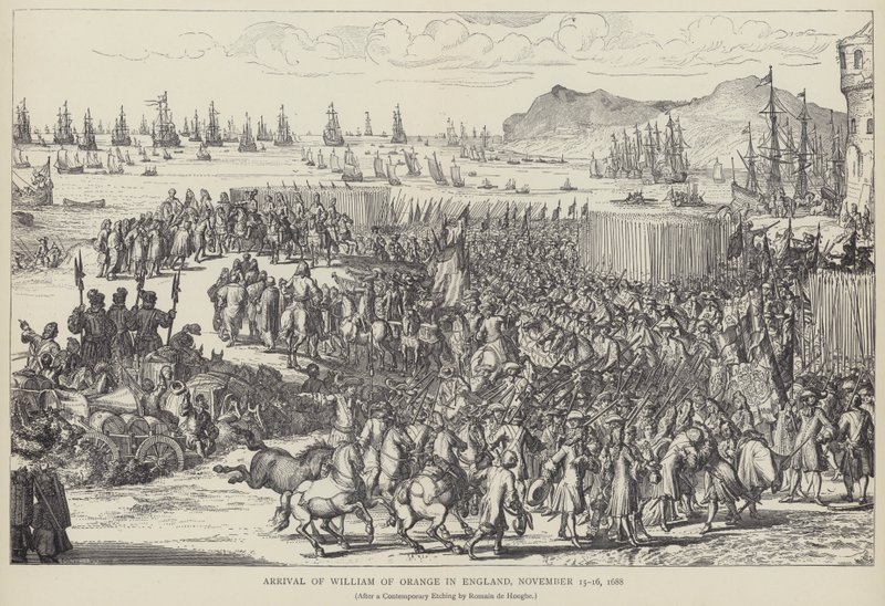 William of Orange saapui Englantiin marraskuussa 1688 (litho) tekijältä Romeyn de (after) Hooghe