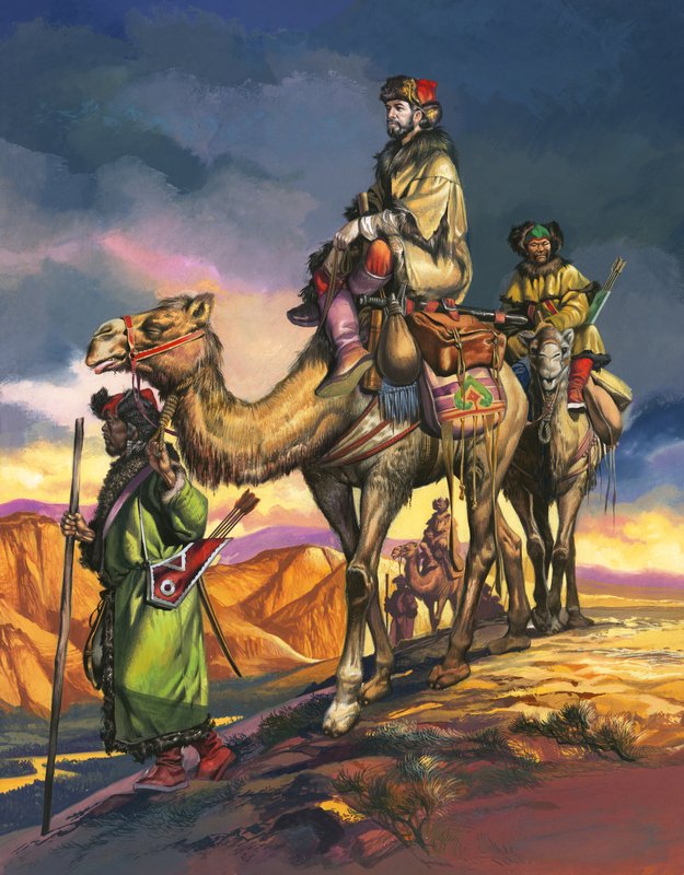 Marco Polo ylittää Persian aavikot tekijältä Ron Embleton